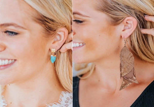 Leather Feather Earrings