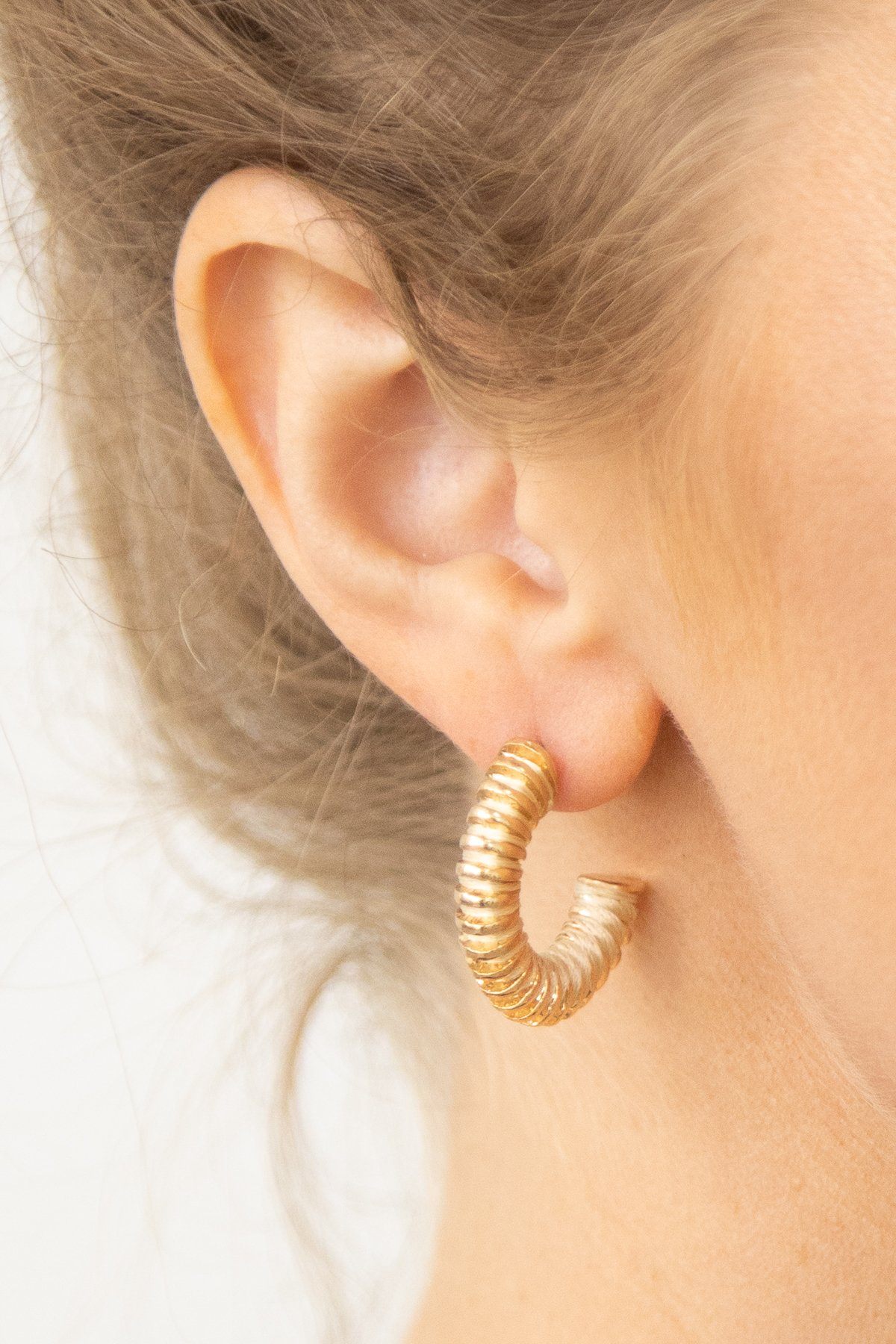 Ivory/Gold Crescent Stud Earrings