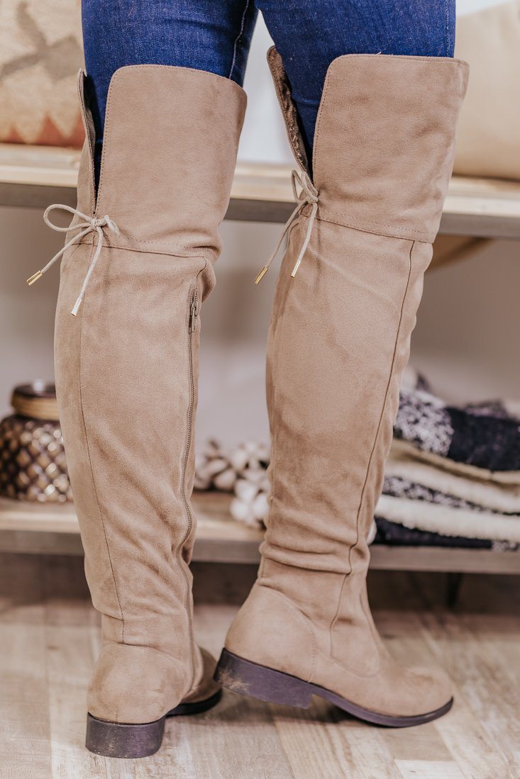 taupe long boots