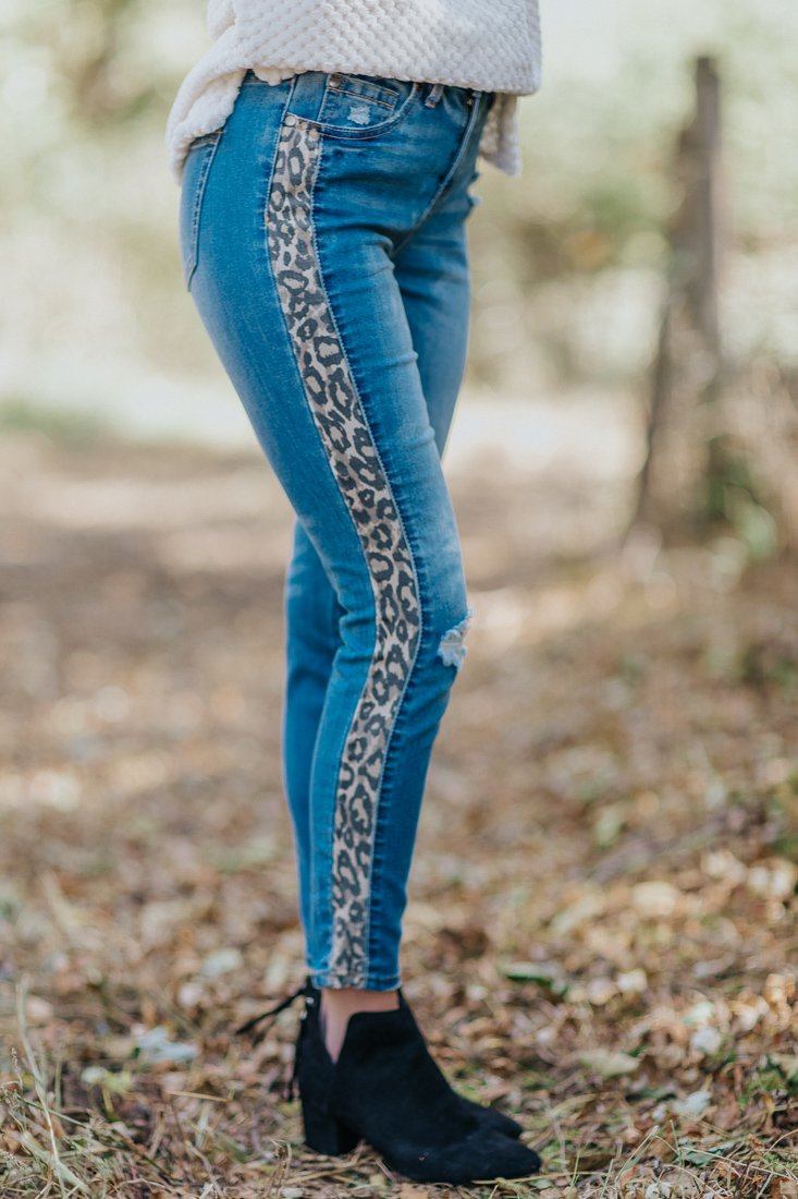 leopard stripe jeans