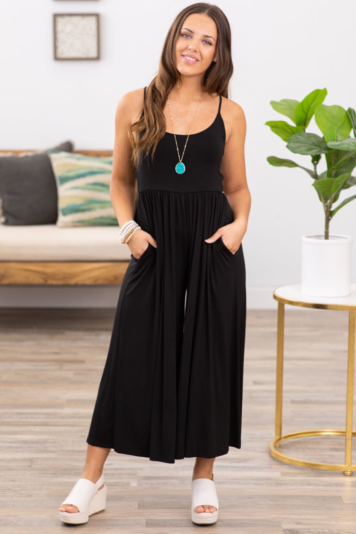 Olive Fit and Flare Wide Leg Jumpsuit