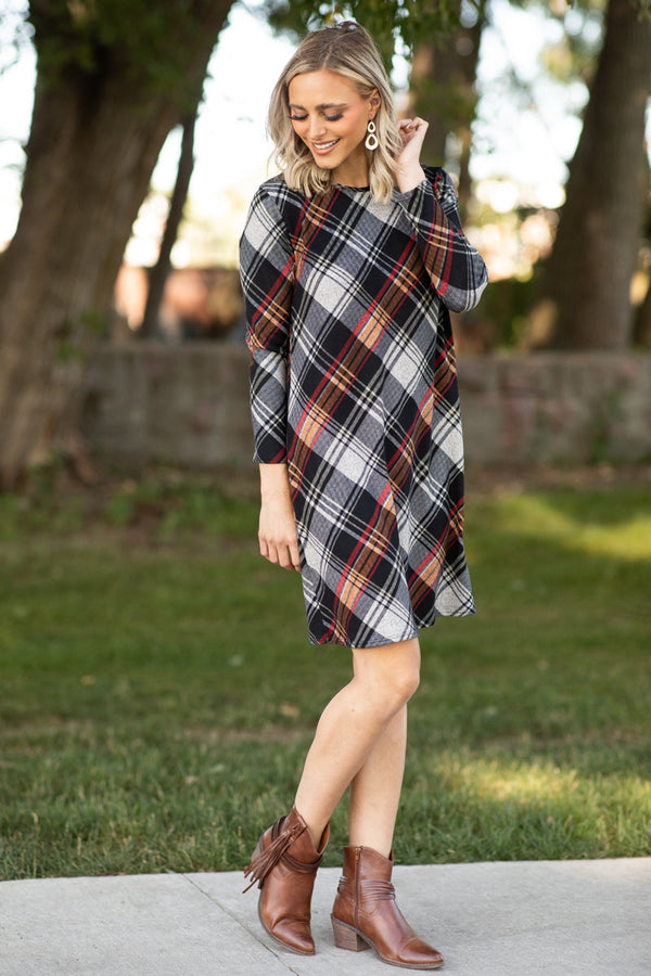 宅配 Herlipto Bergamo Plaid Tiered Long Dress clinergy.com.br