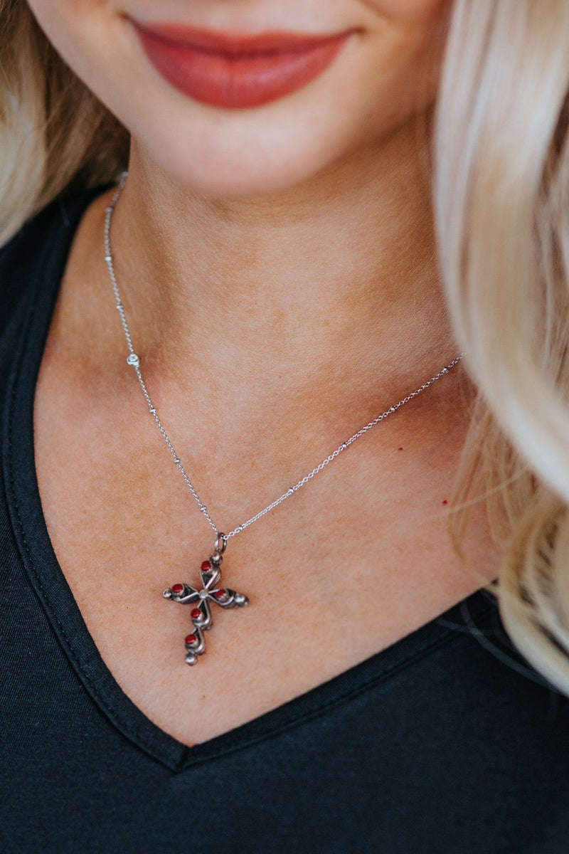 coral cross necklace