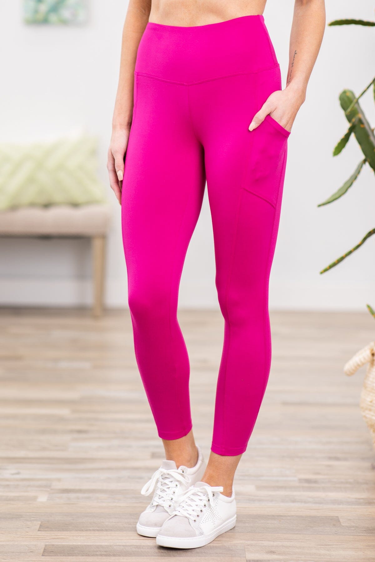 Matte Flex Super High Waist Pocket Long Legging - Hot Pink
