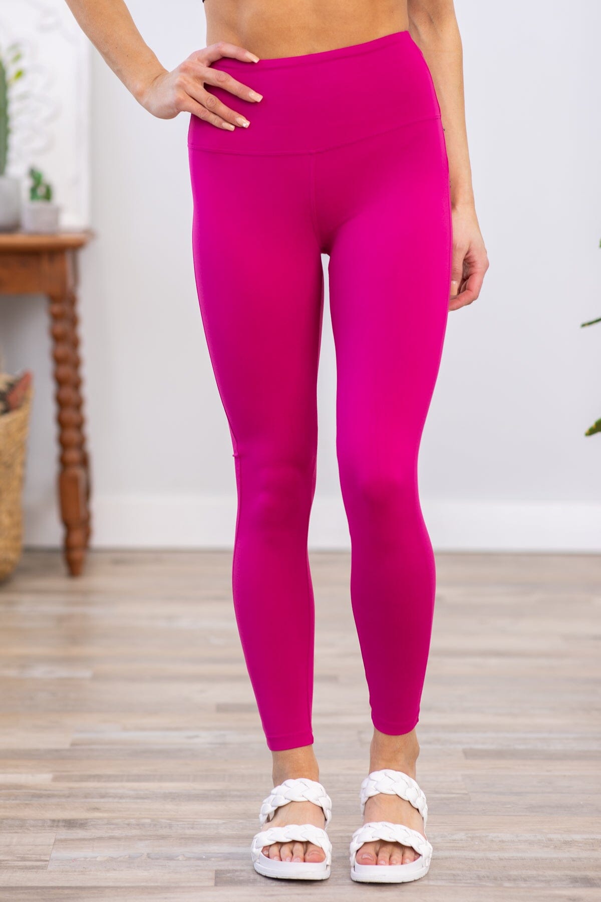 Hot Pink Wide Waistband Leggings · Filly Flair