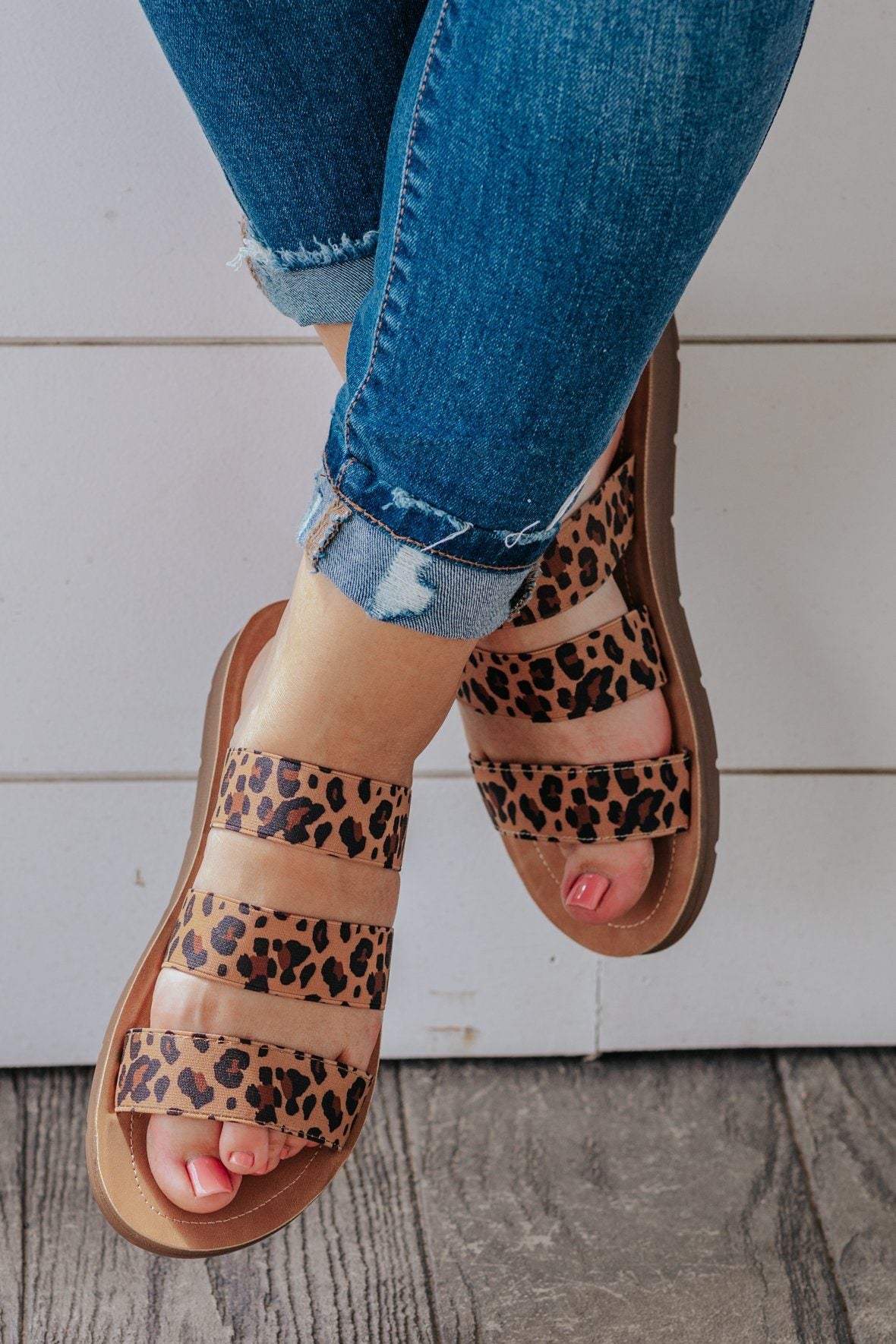 wide width leopard sandals