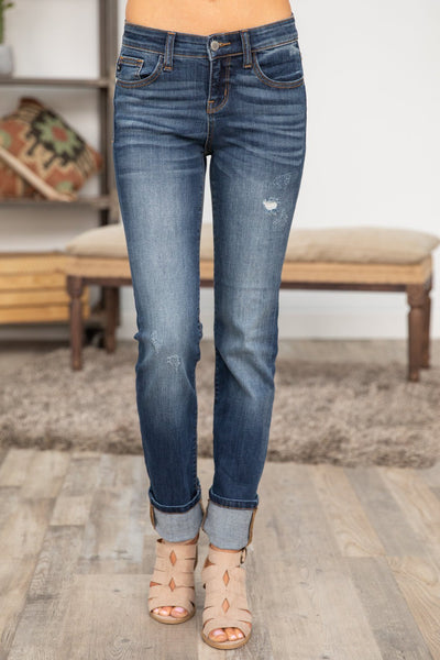 cuffed straight leg jeans
