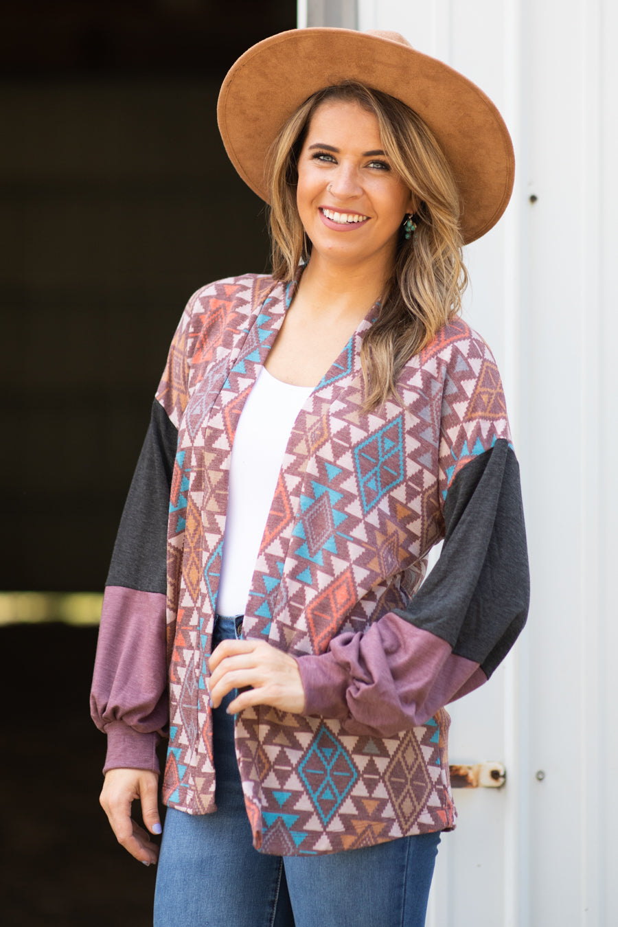 Roper Womens Cream Polyester Aztec Sweater Cardigan – The Western