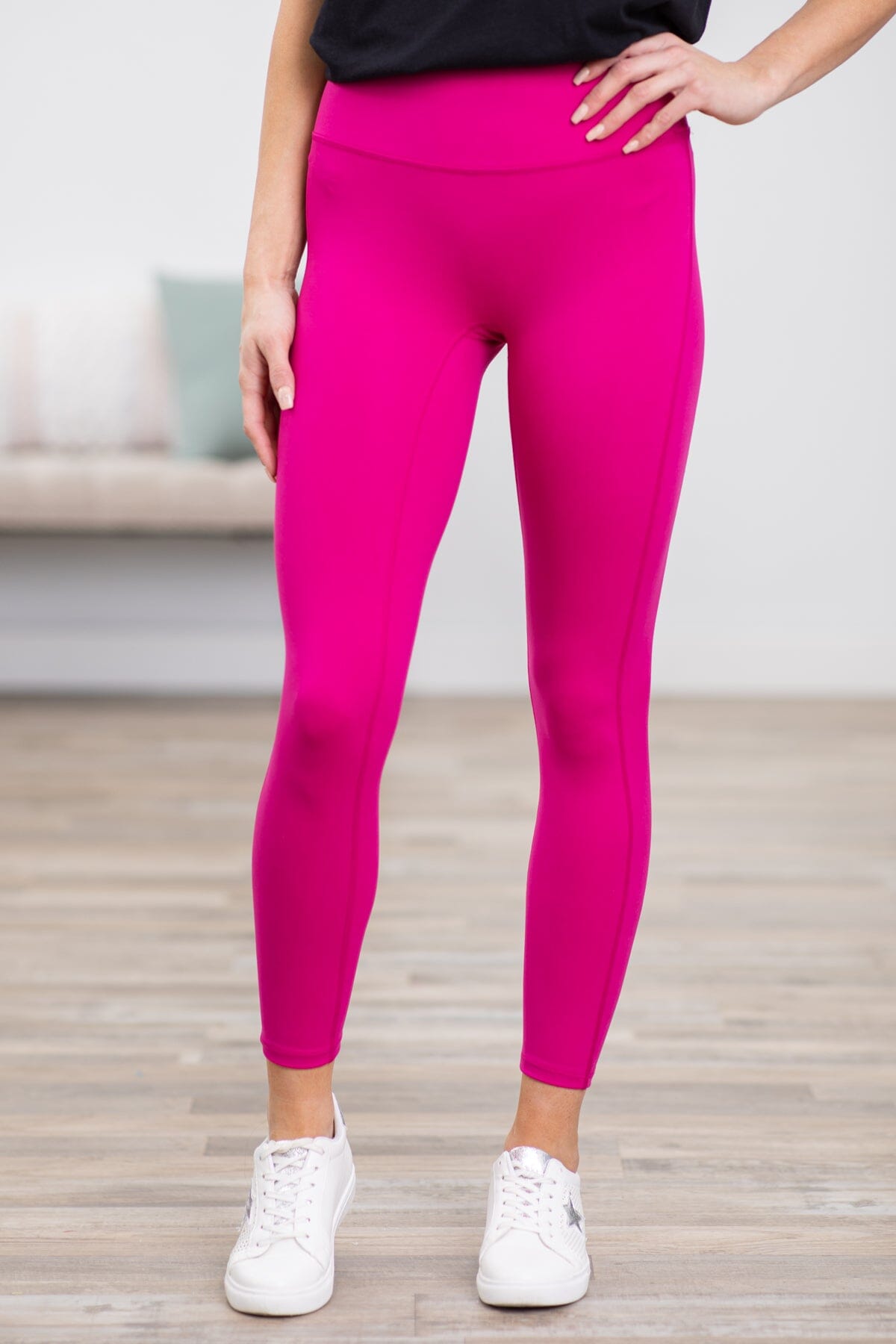 NWT Flirtitude Active Leggings Pink #1 Hi Rise Wide Waistband Stretch Size  XLG