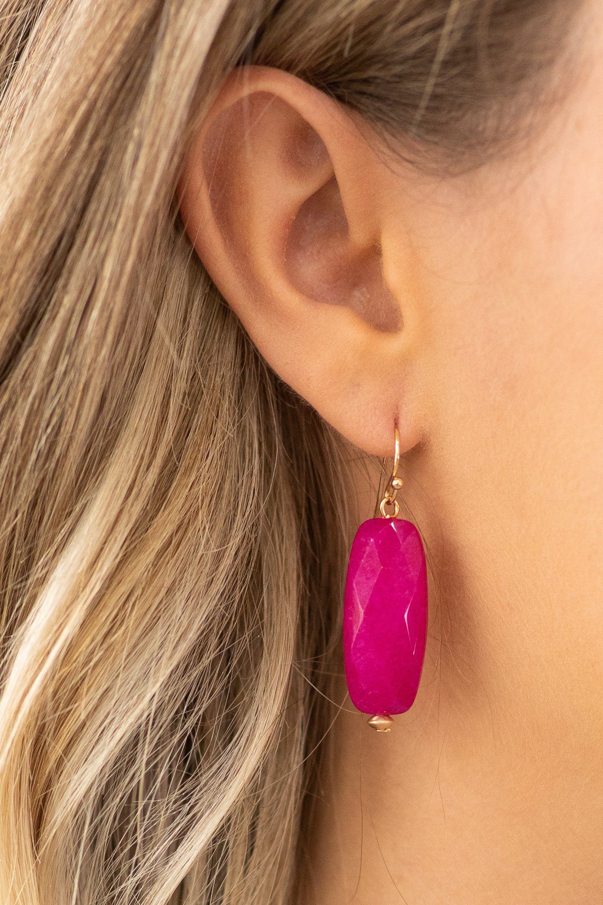 Magenta Pendant Earrings