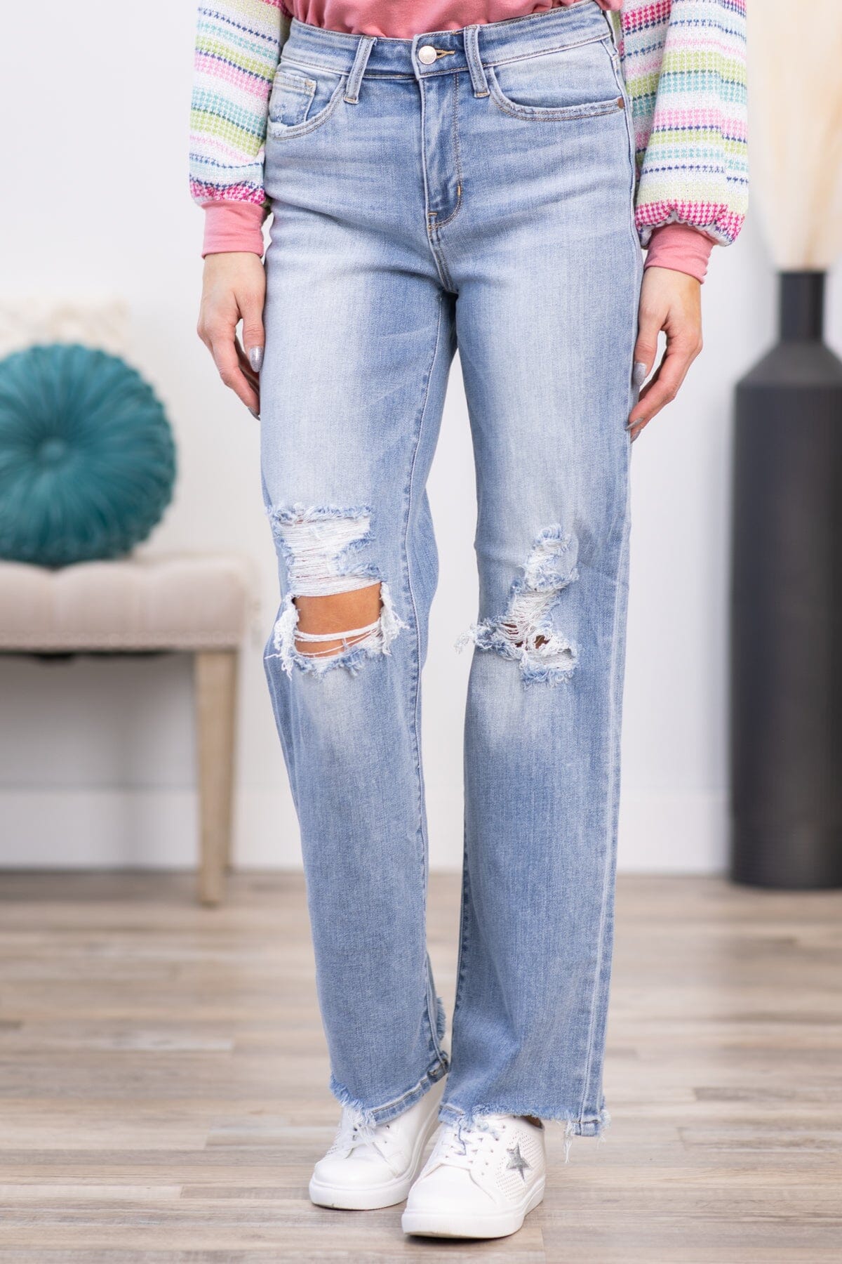 Judy Blue Double Button Wide Leg Jeans · Filly Flair