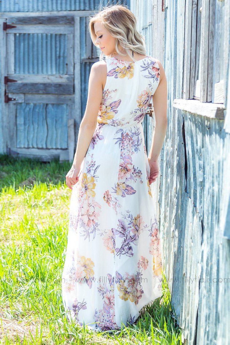 Filly Flair Exclusive Beauty Awaits Sleeveless Floral Maxi Dress