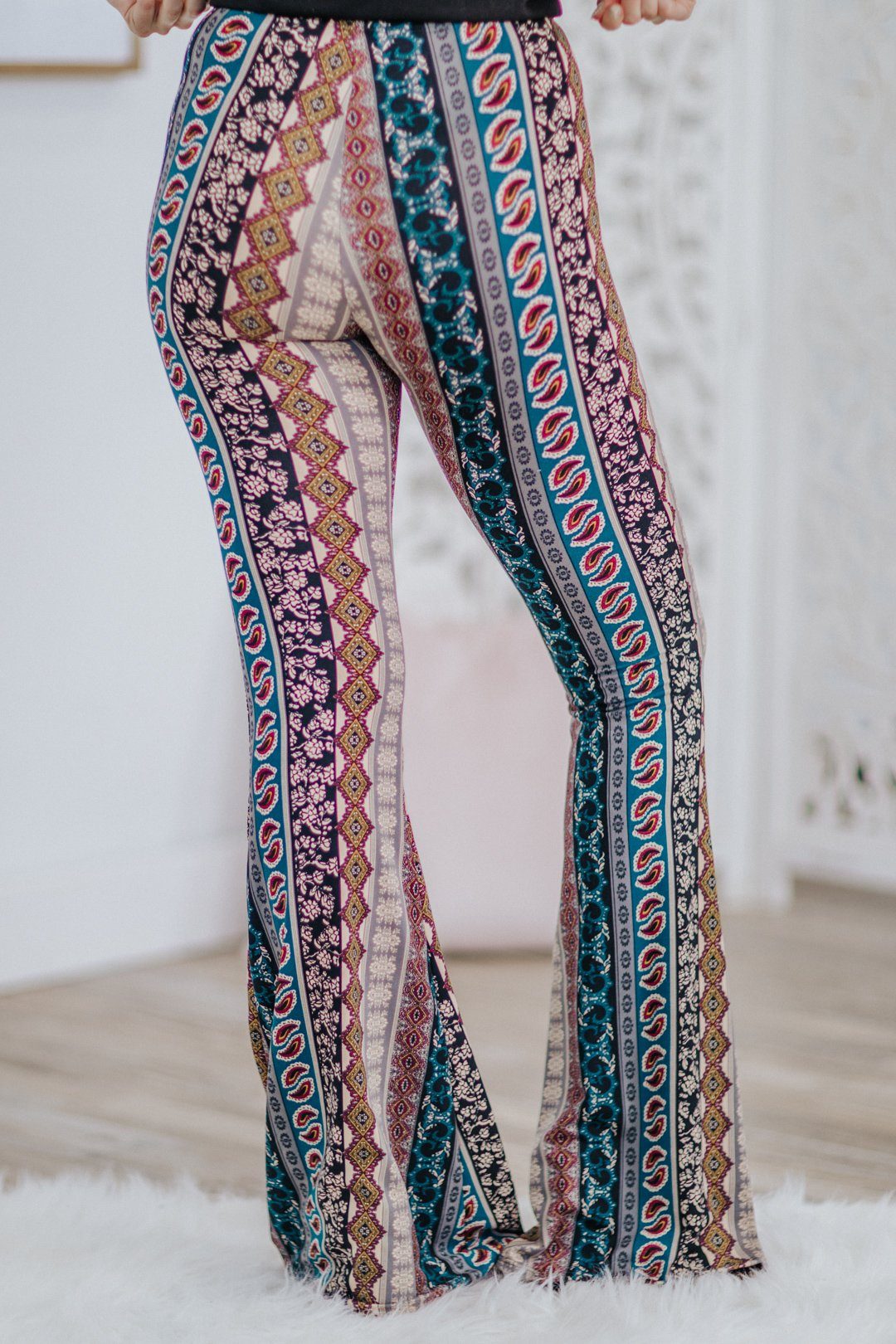 *DEAL* Every Little Thing Printed Bell Bottom Leggings in Teal - Filly ...