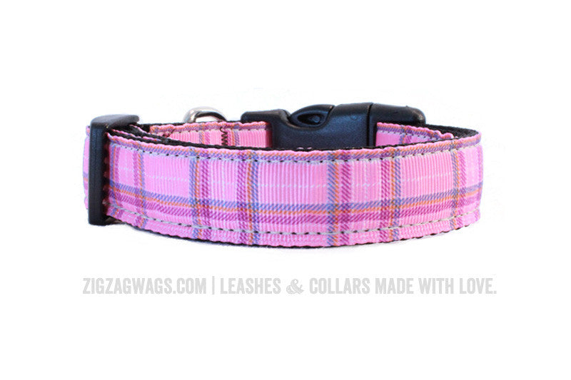 Pink Plaid Dog Collar