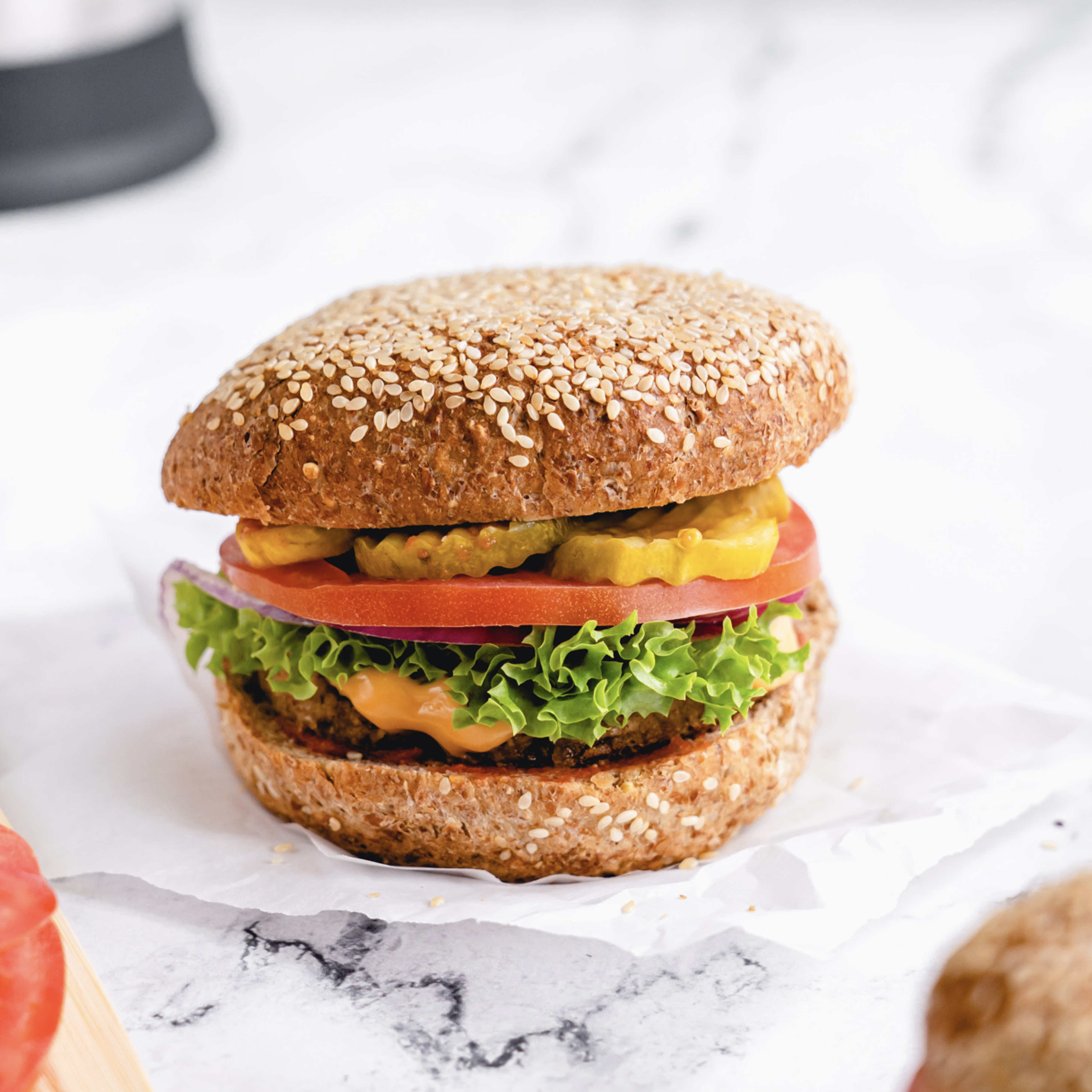 classic american vegan plant-based cheeseburger