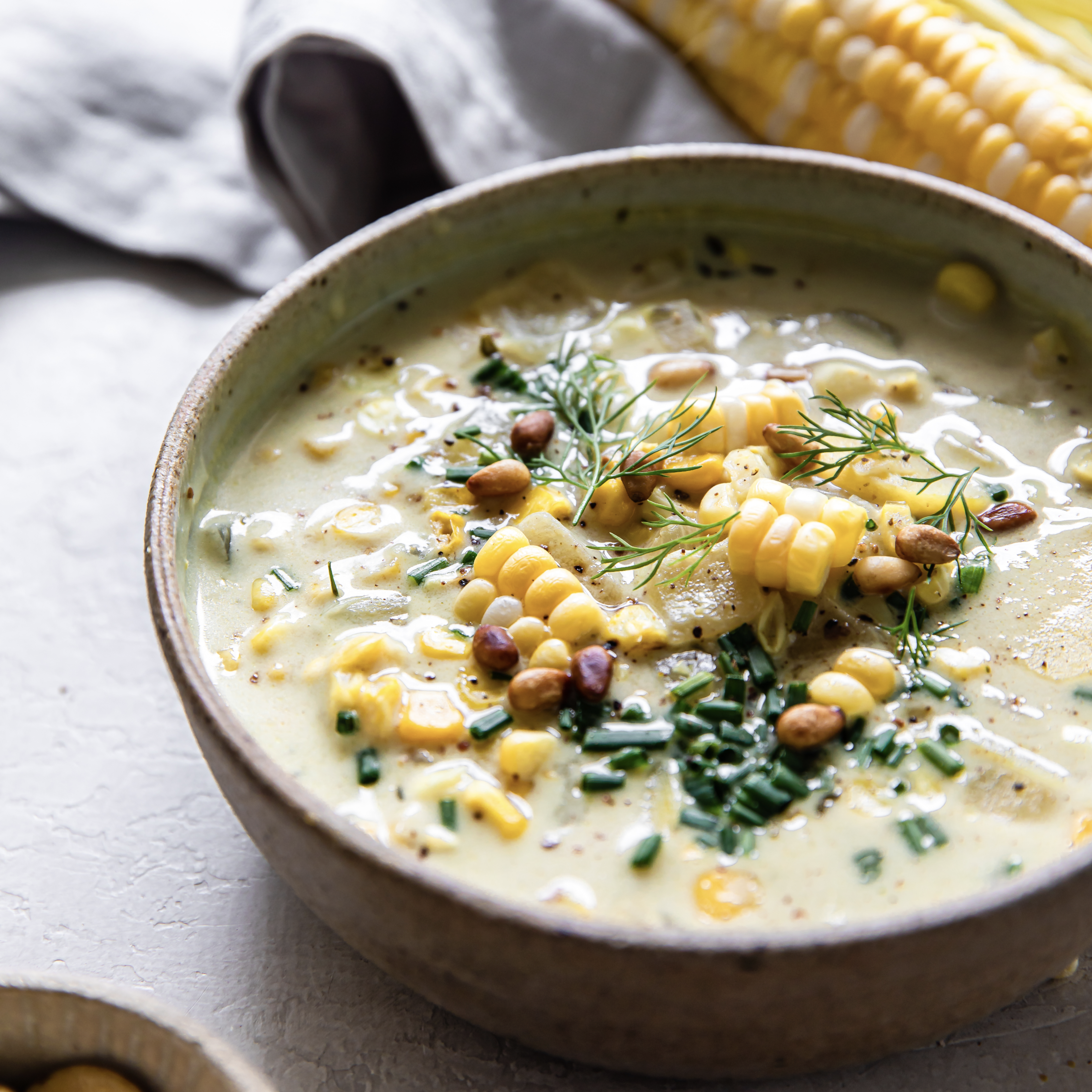 a bowl of vegan Corn Chowder