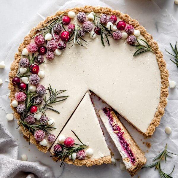 a vegan White Chocolate Cranberry Tart