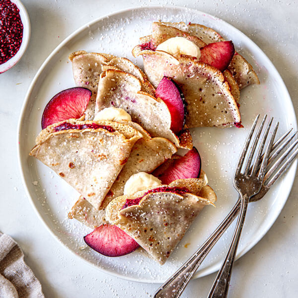 Vegan & Gluten-Free Crepes with strawberries