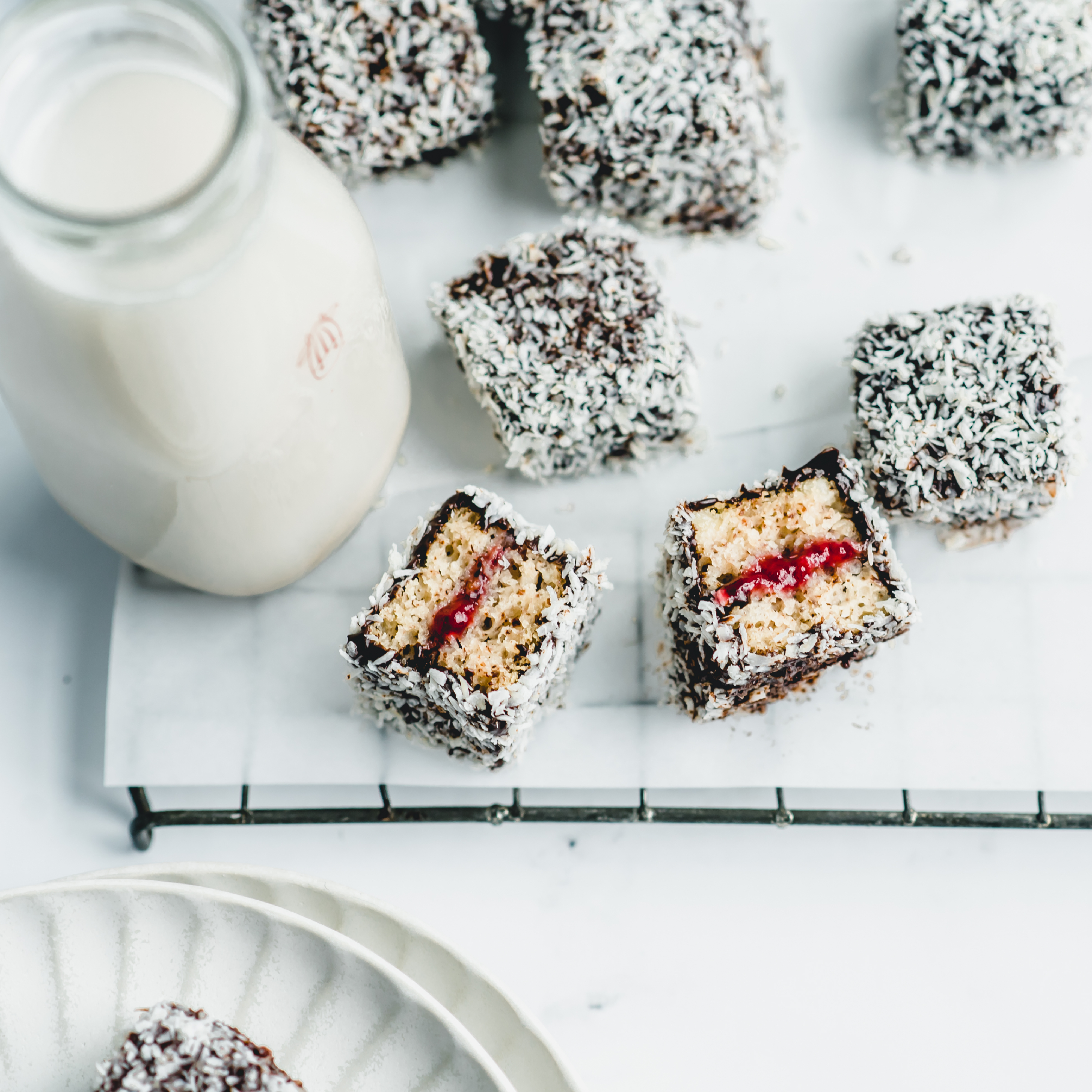 vegan, plant-based Lamingtons