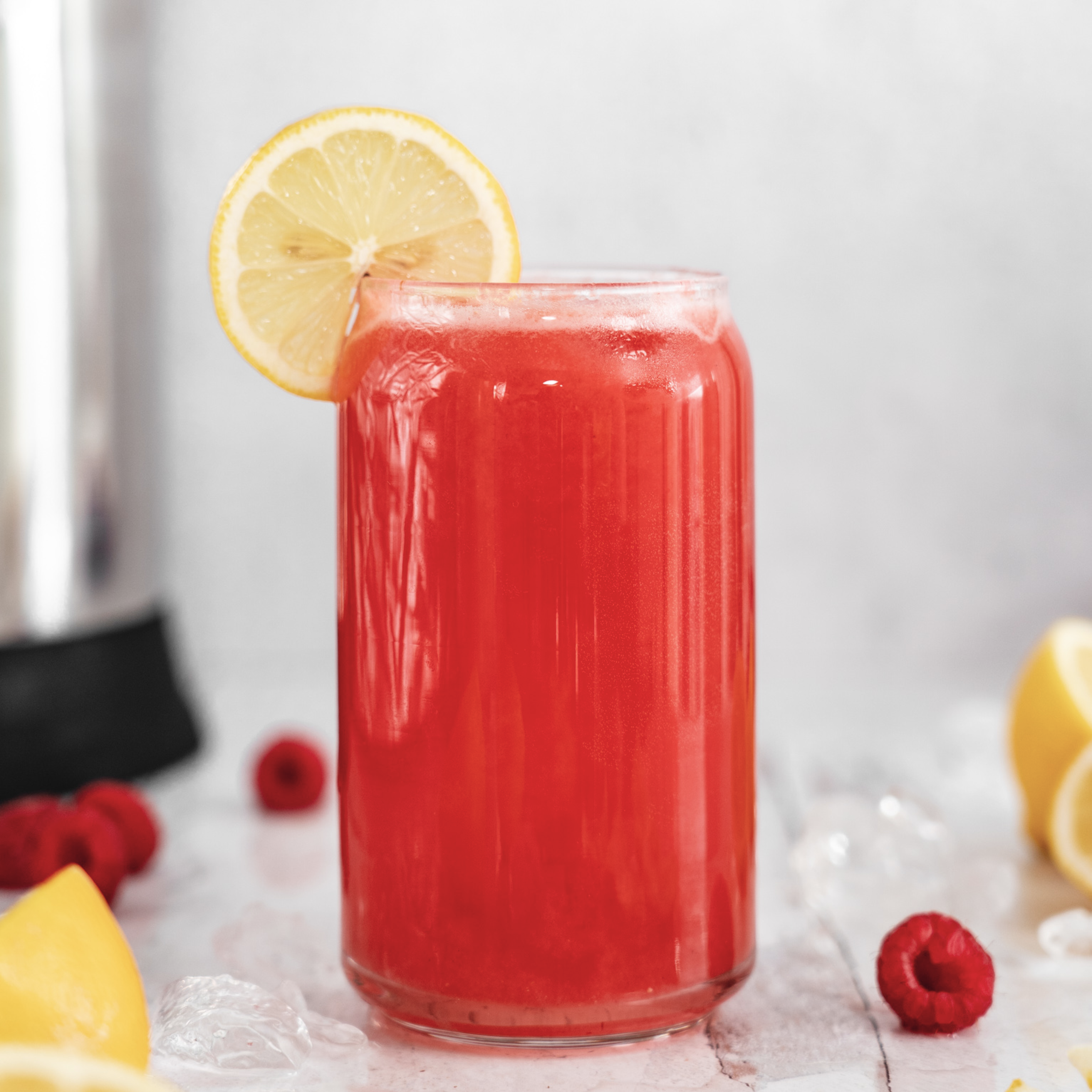 glass of raspberry lemonade