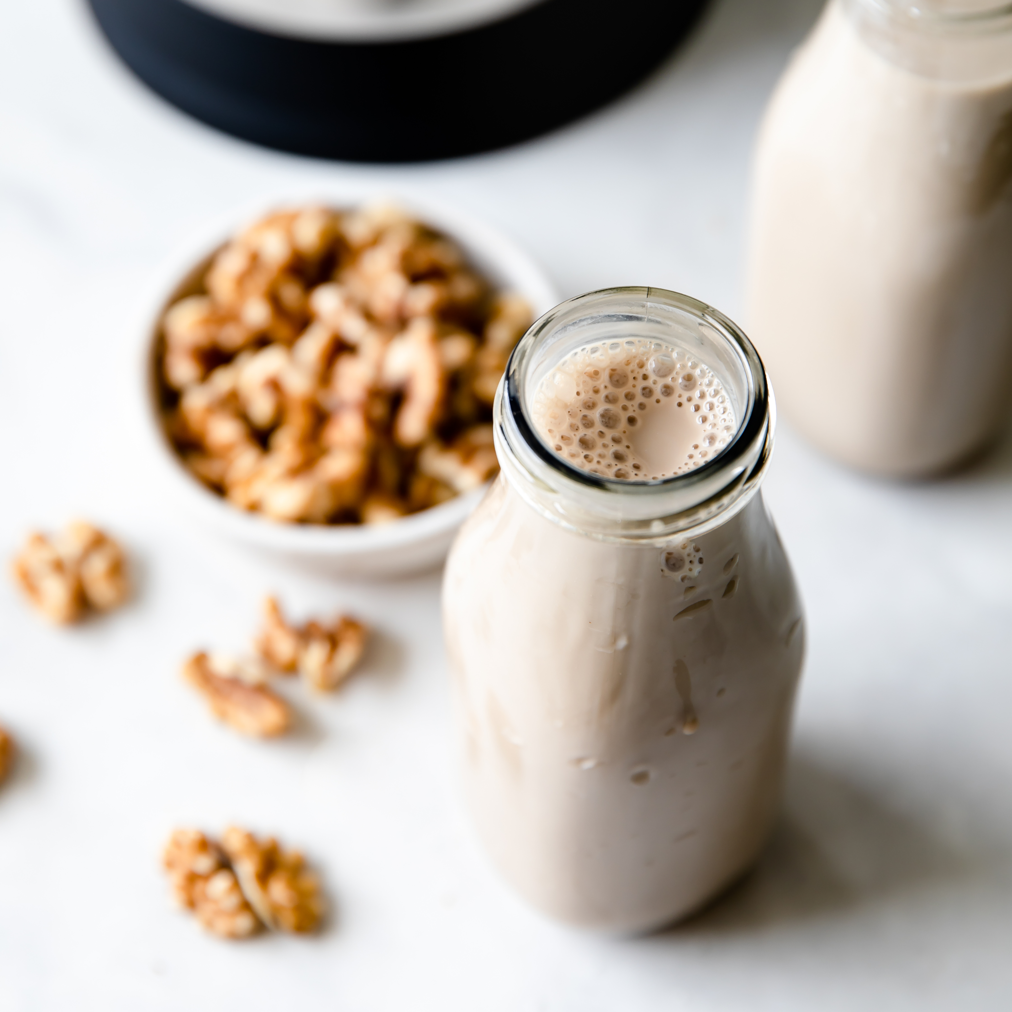 homemade walnut milk in a jug