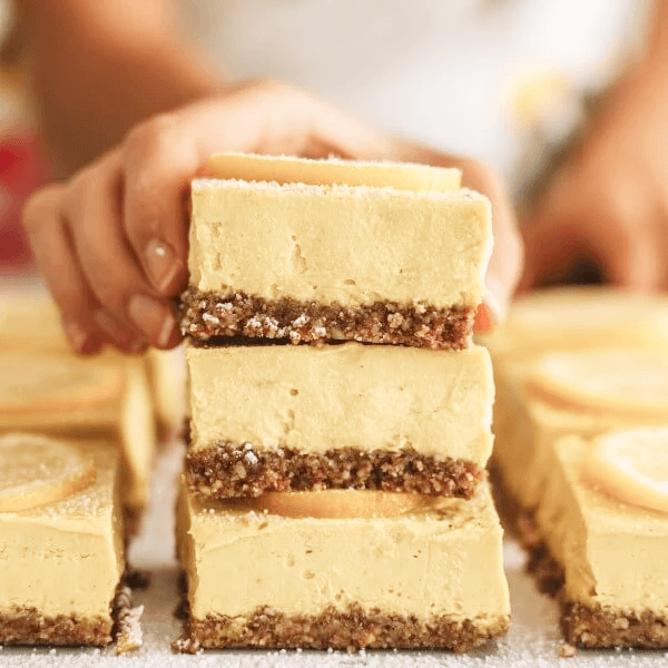 vegan lemon bars made with the Almond Cow