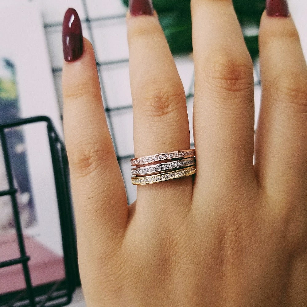 silver band ring womens