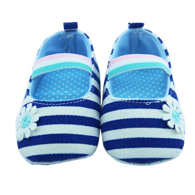 Newborn Flower Cotton Shoes Soft Soled Striped Crib Shoes Girls First