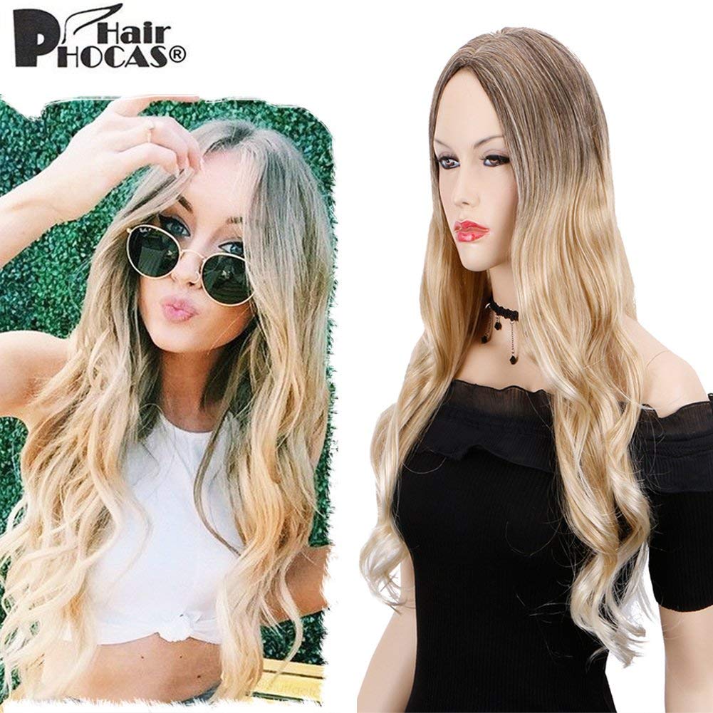 Hairphocas Fashion Gradient Dark Brown To Bleach Blonde 3 Tone