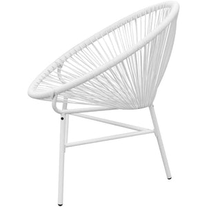 Garden String Moon Chair Poly Rattan White TapClickBuy