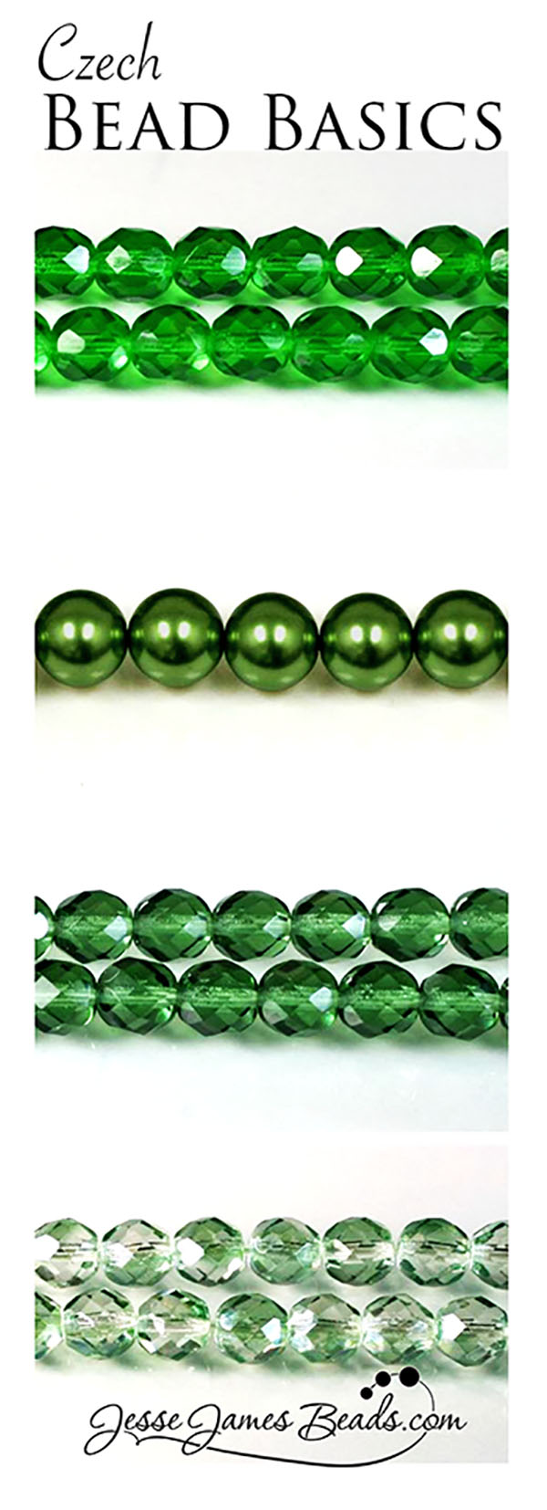 Czech green beads for Jewelry Making - Basic Beading Supplies from Jesse James Beads