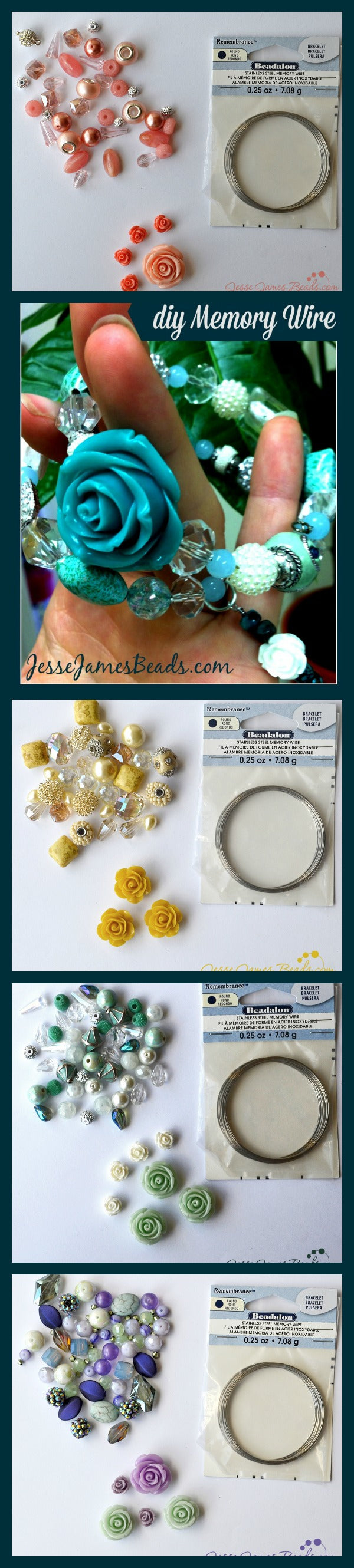 Mothers Day DIY Gift Idea - Floral Memory Wire Bracelet Kits from Jesse James Beads