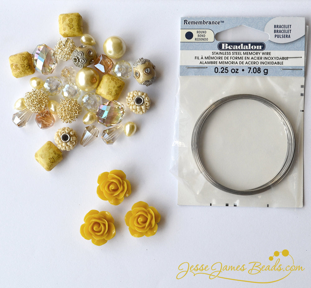 Mothers Day DIY Gift Idea - How to Make a Memory Wire Bracelet - Buttercup Yellow Bead Kit from Jesse James Beads