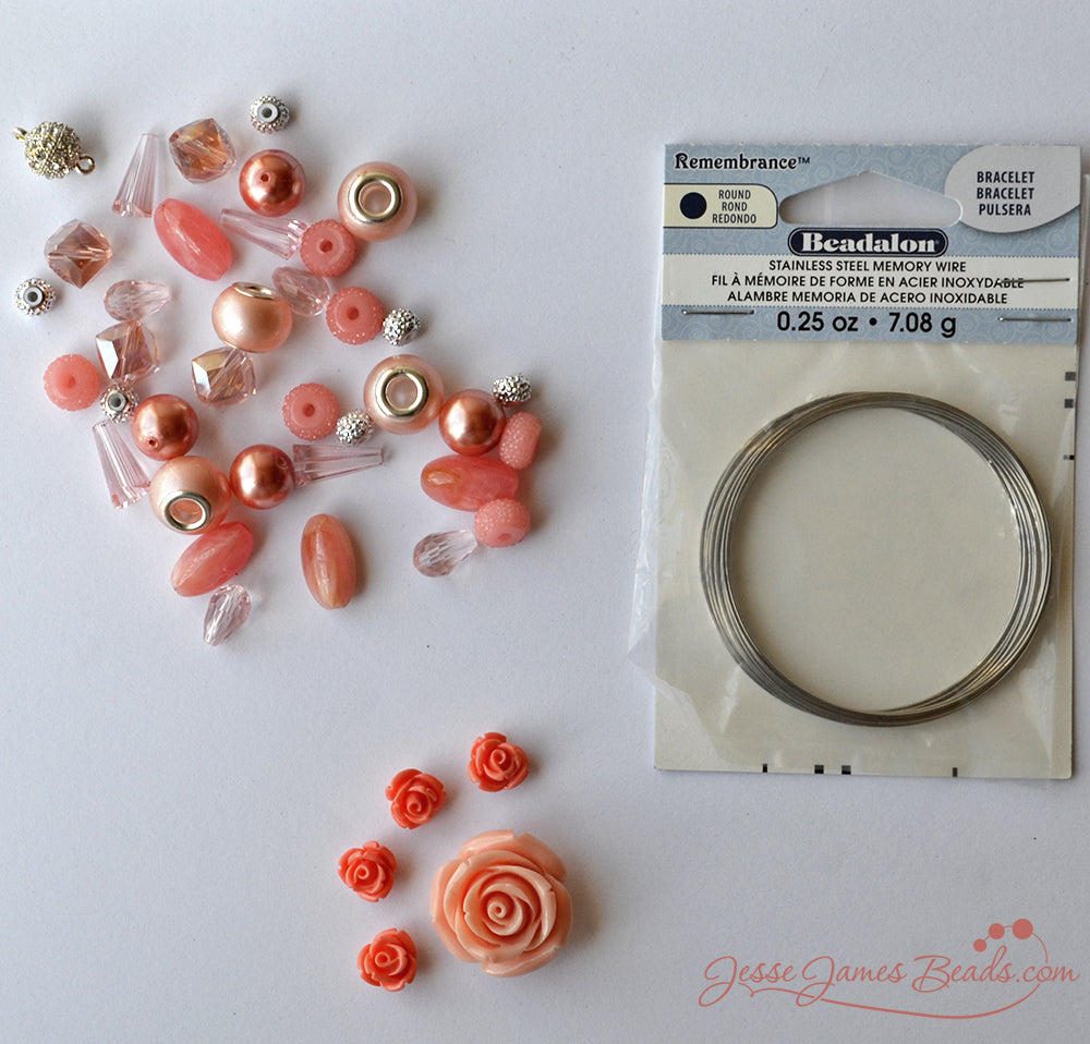 Mothers Day DIY Gift Idea - How to Make a Memory Wire Bracelet - Peachy Keen Jelly Bean Bead Kit from Jesse James Beads.jpg