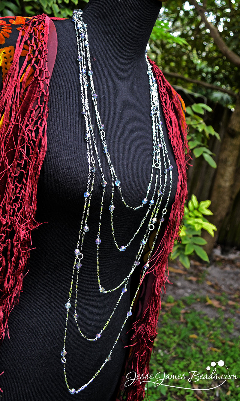 Style DIY - Stylized Layering Necklace with brocade shawl - How to Make Fashion Jewelry from Jesse James Beads