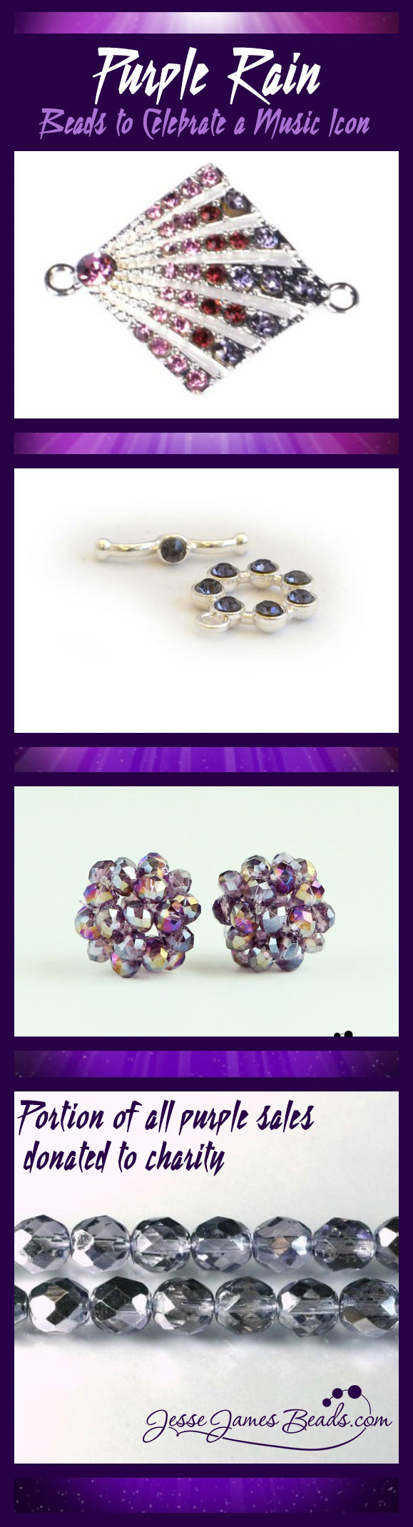 Purple beads to celebrate Prince - 10% of all purple sales will be donated in Prince's honor to Beads of Courage Charity