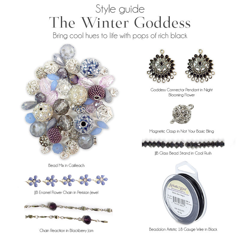 Style Guide: The Winter Goddess. Bring cool hues to live with pop of rich black