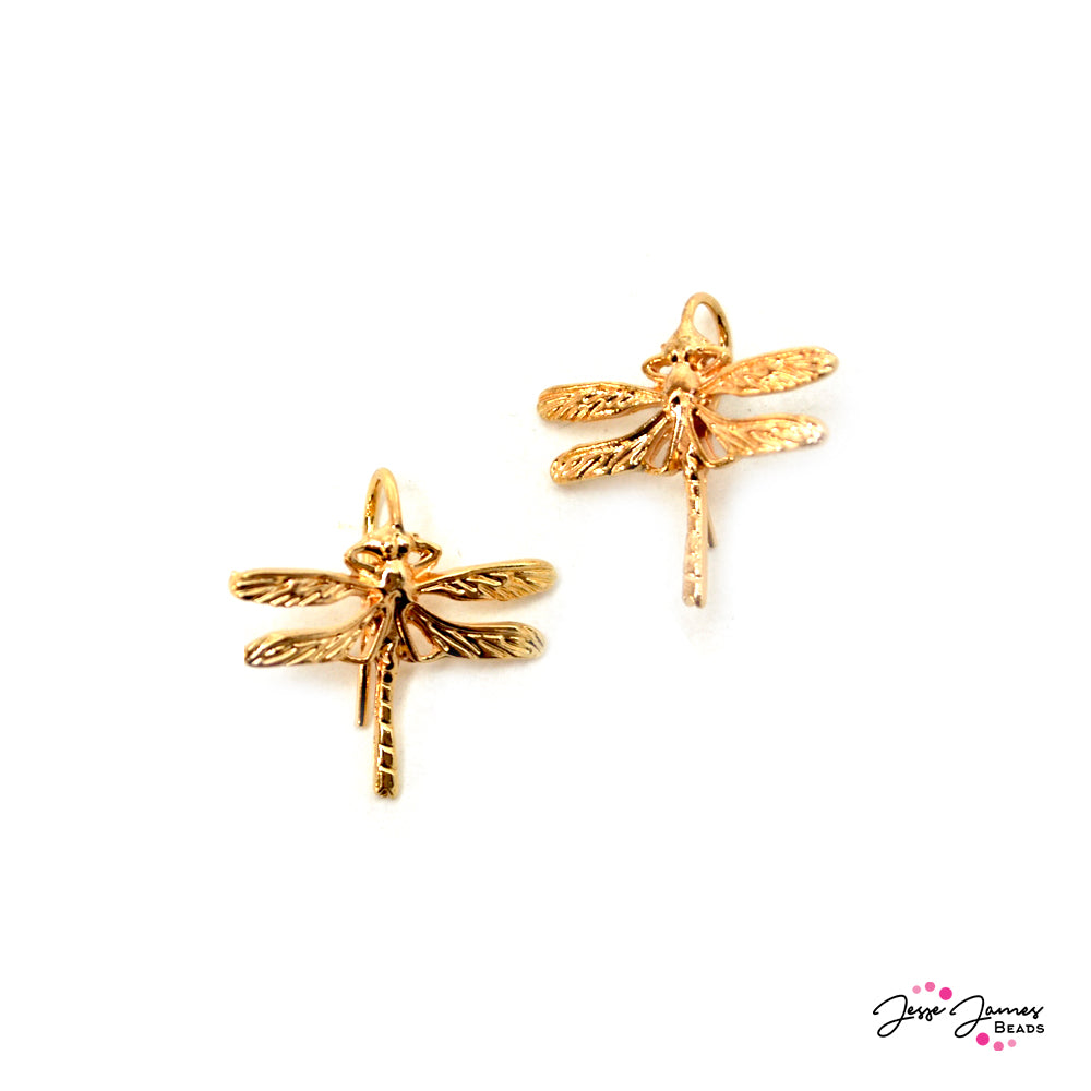 Earring Components Golden Dragonfly