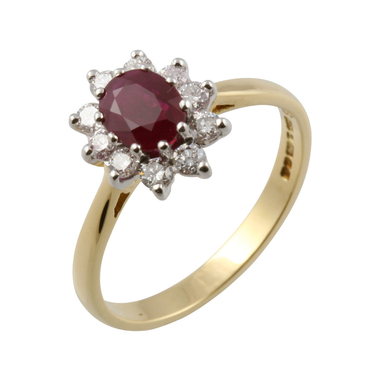 Oval Ruby & Diamond Cluster Ring - engagement-rings.co.uk