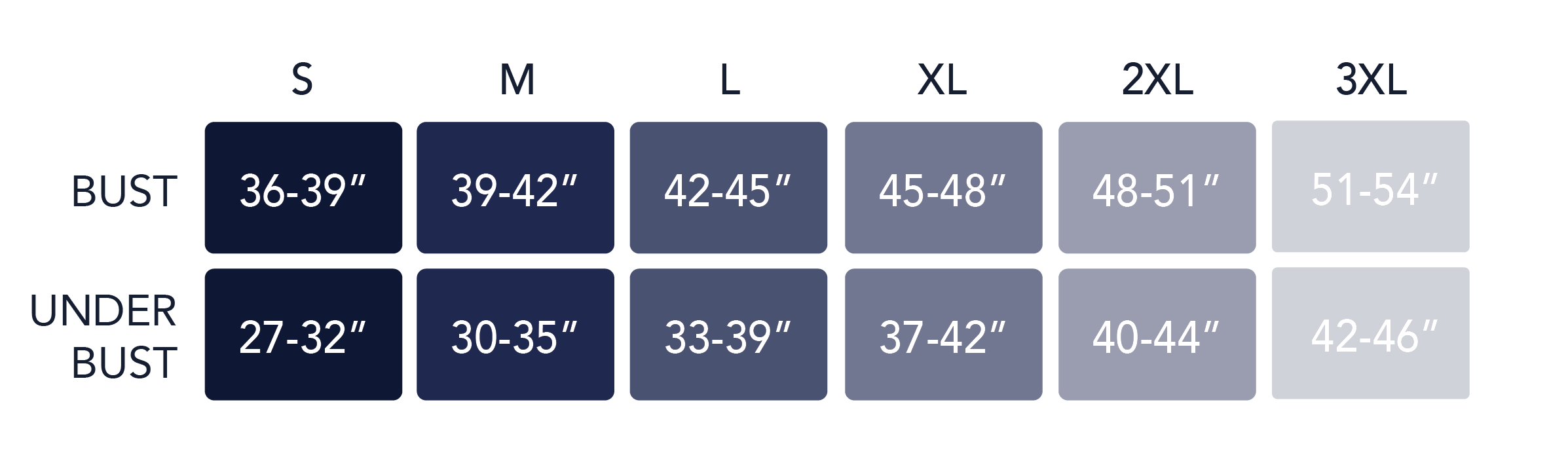 Defy Bra measurement chart