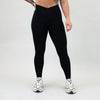 Black V Waistband Leggings 7/8 25" - Mid High Rise