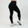 Black V Waistband Leggings 7/8 25" - Mid High Rise