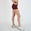 Heather Cabernet No Front Seam High Rise Spandex Shorts