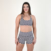 Black White Check Racerback Sports Bra - Cami by FLEO