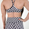 Black White Check Racerback Sports Bra - Cami by FLEO