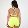 X Back Sports Bra - Chloe in Neon Yellow 