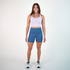 Heather Blue No Front Seam Training Short - Pedal