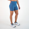 Heather Blue No Front Seam Training Short - Pedal