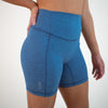 Heather Blue No Front Seam Training Short - Pedal