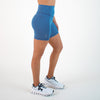 Heather Blue No Front Seam Training Short - Pedal